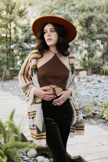 Dreams Faux Hair Pocket Aztec Ruana